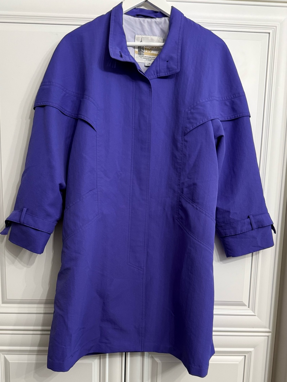 VTG London Fog Size 12 Petite Vibrant Purple Trench Coat Rain Coat Lightweight